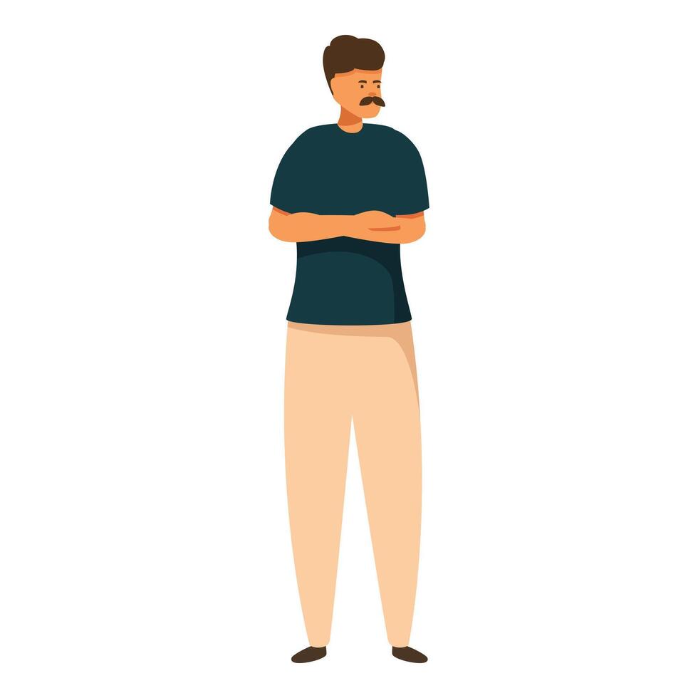 Confident man crossing arms standing calmly vector