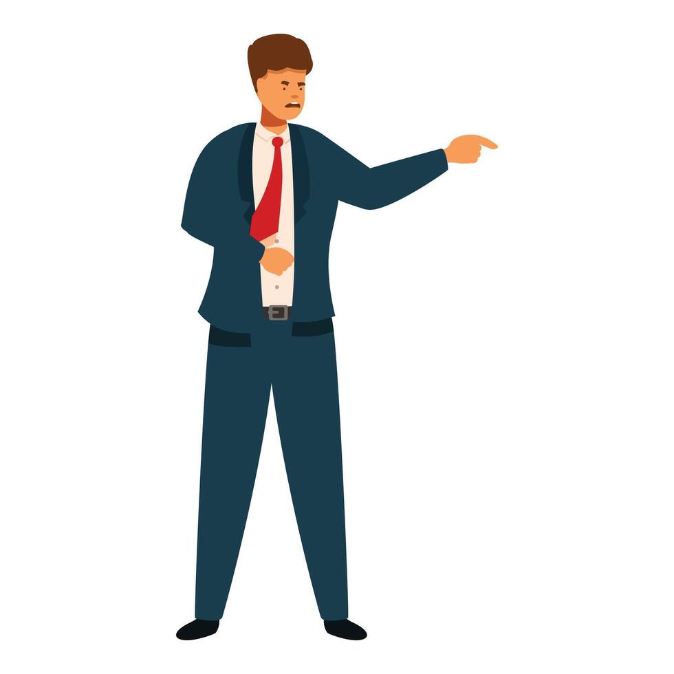 Angry businessman pointing finger giving orders vector