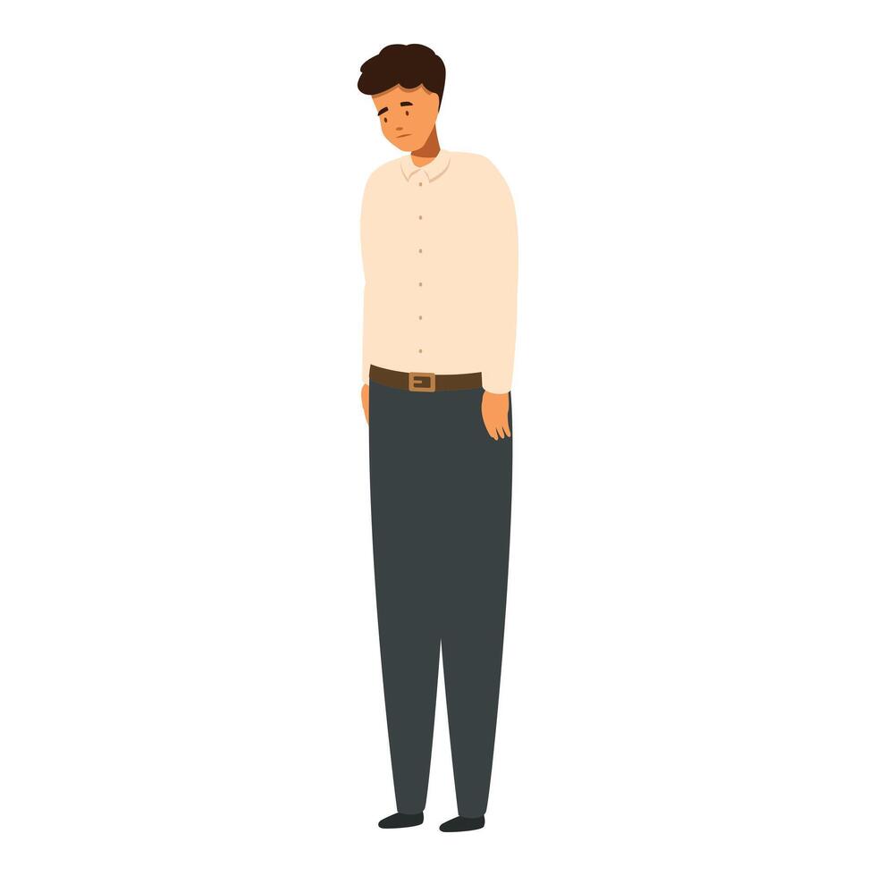 Sad office worker standing with his head down looking depressed vector