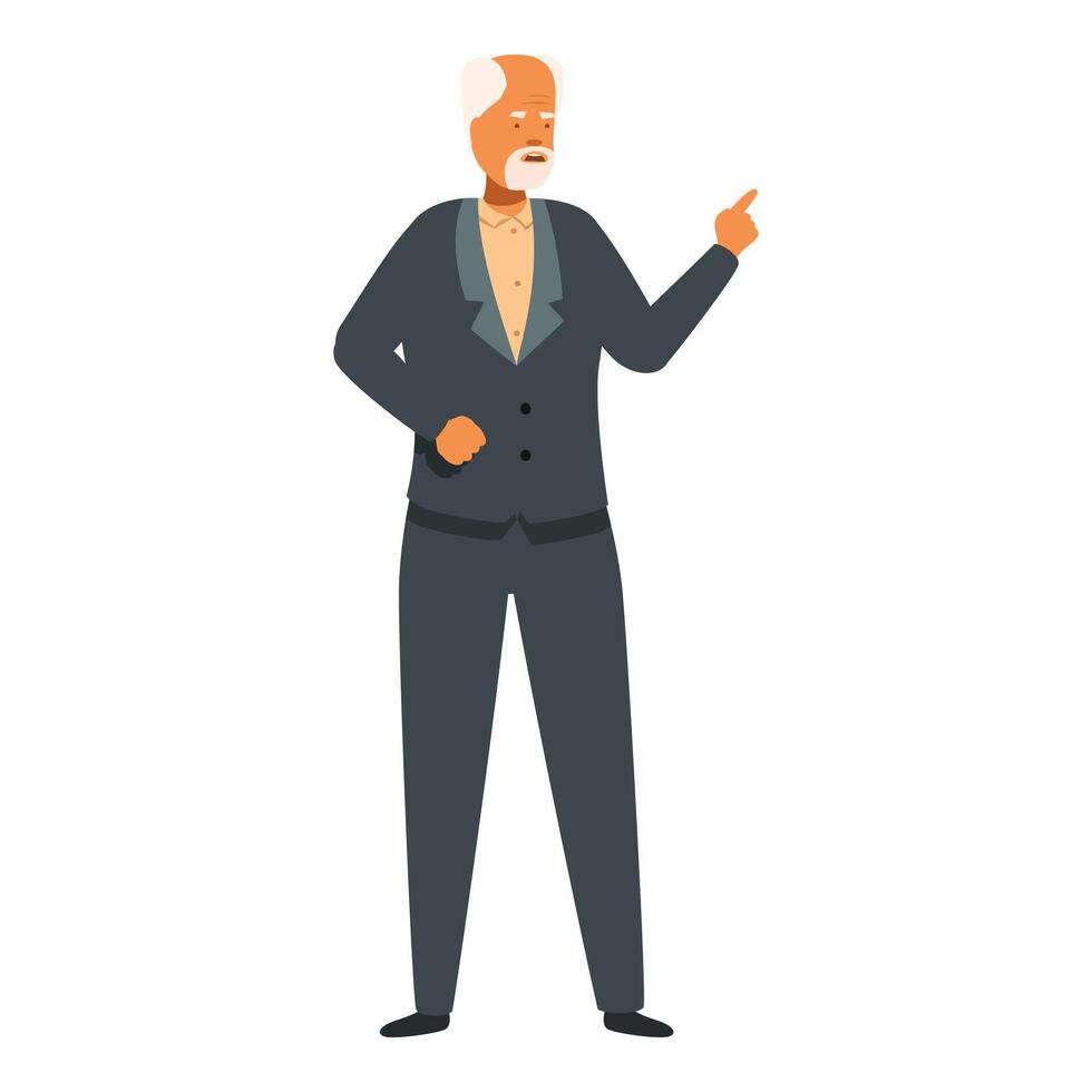 Senior businessman pointing with finger giving a presentation vector
