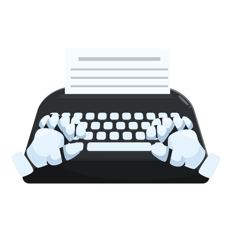 Robot hands typing on typewriter artificial intelligence concept vector