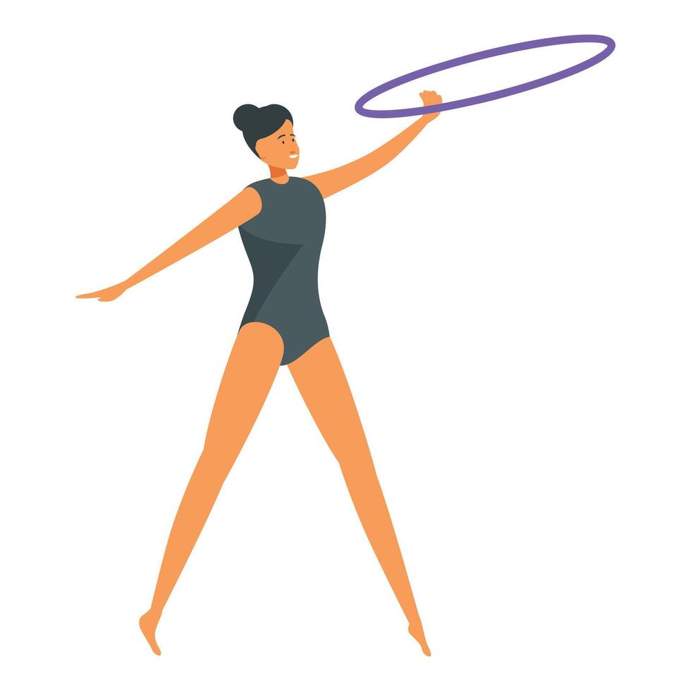 Professional rhythmic gymnast performing with hoop in competition vector