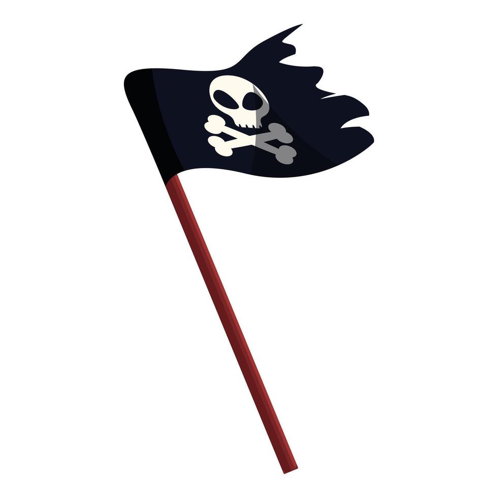 Black pirate flag waving in the wind on white background vector