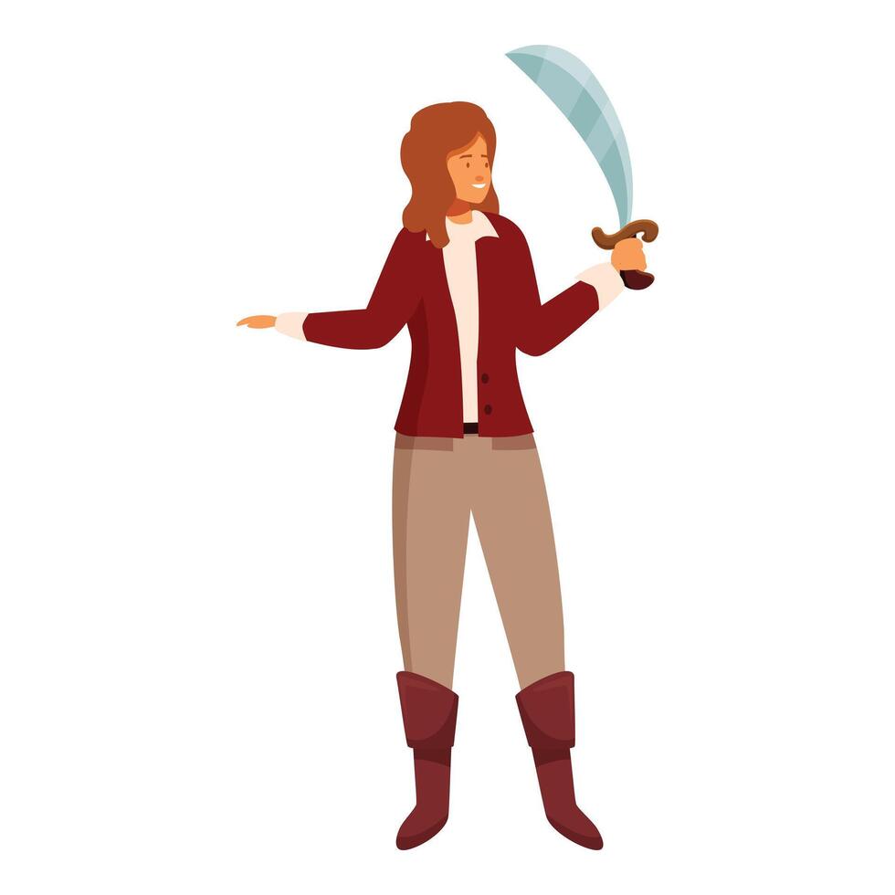 Actress performing a play on stage holding a sword vector