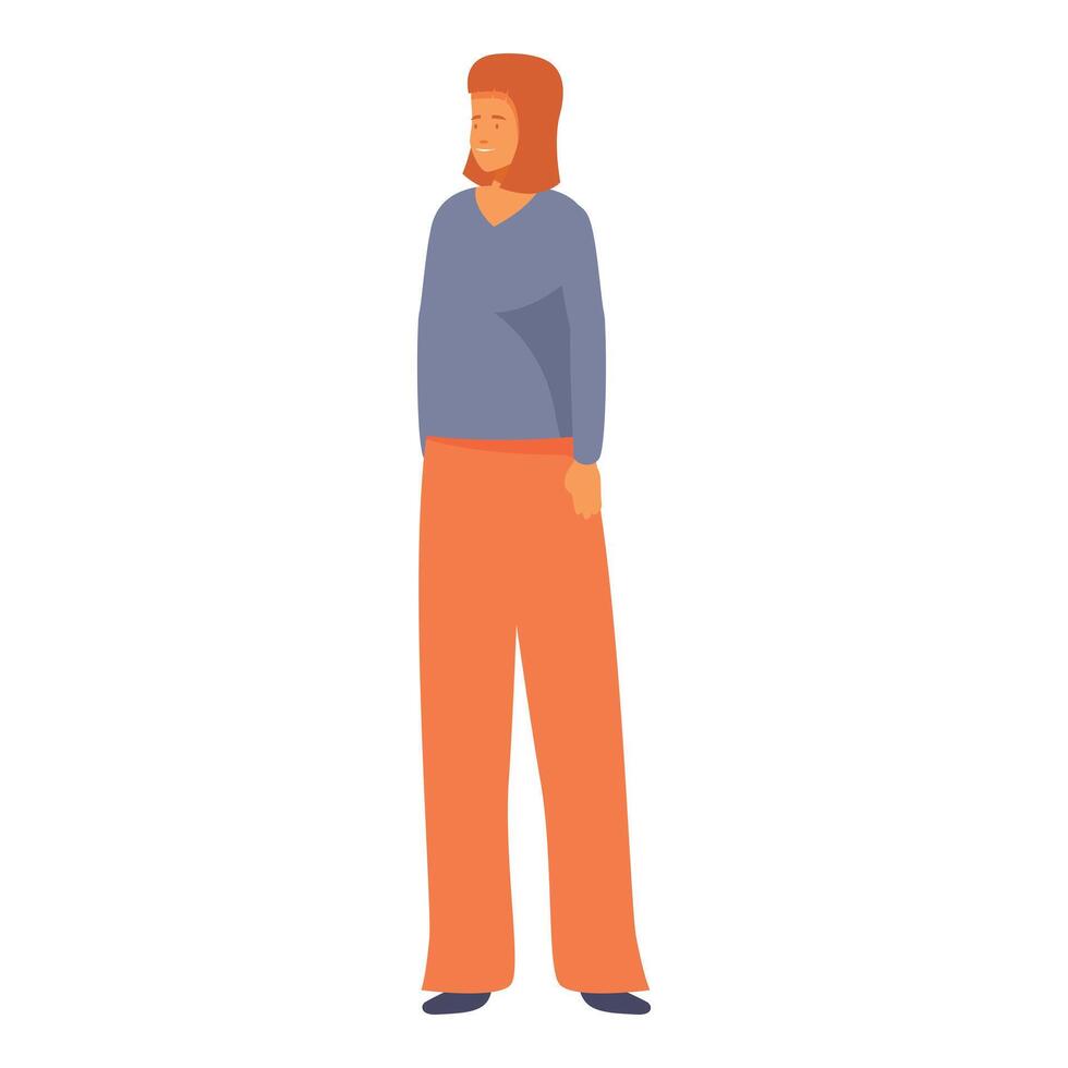 Young man with beard and long hair is standing with hand in pocket vector