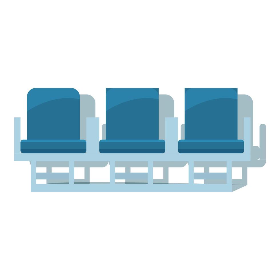 Row of blue empty seats is waiting for passengers vector