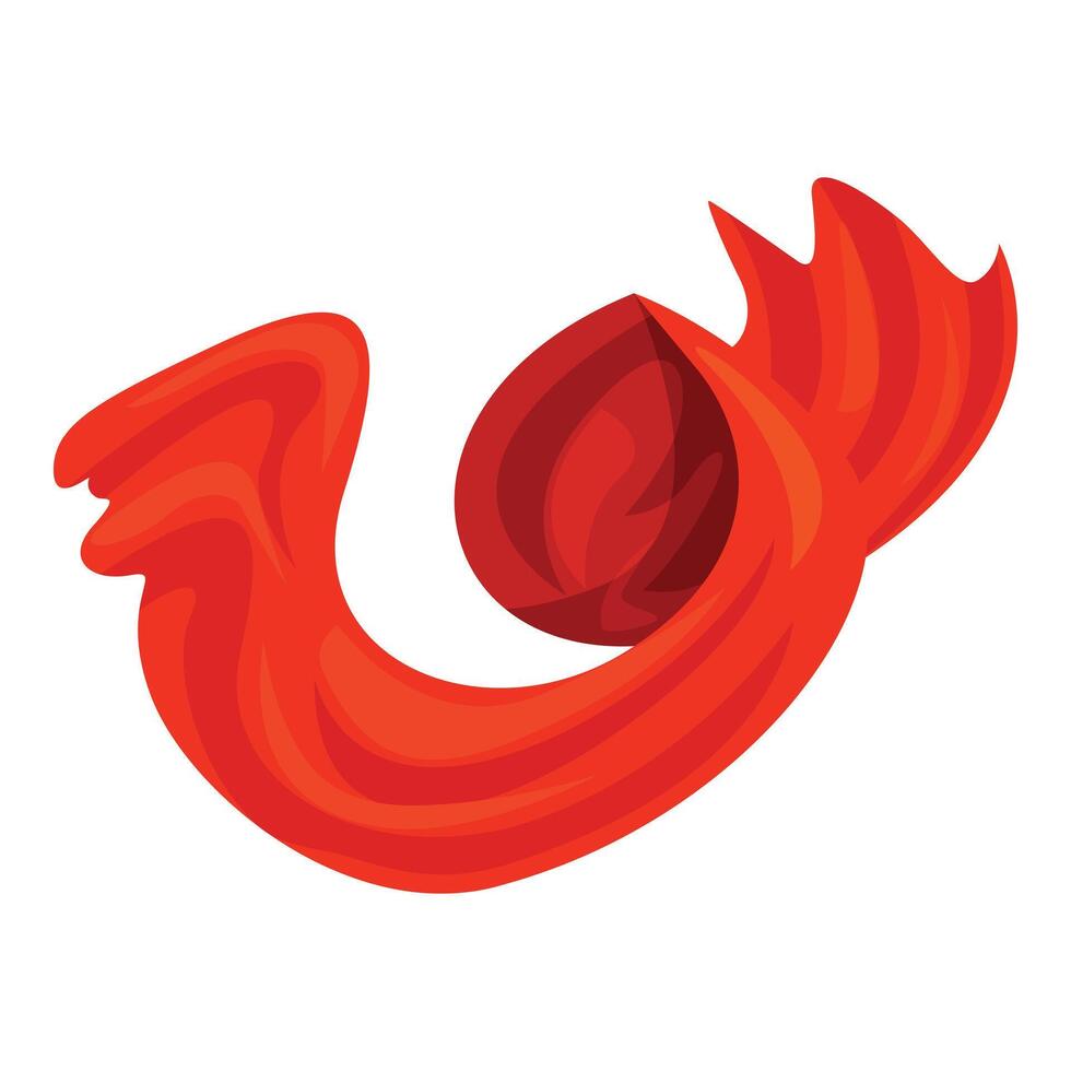 Red silk fabric flowing in the air waving gracefully vector