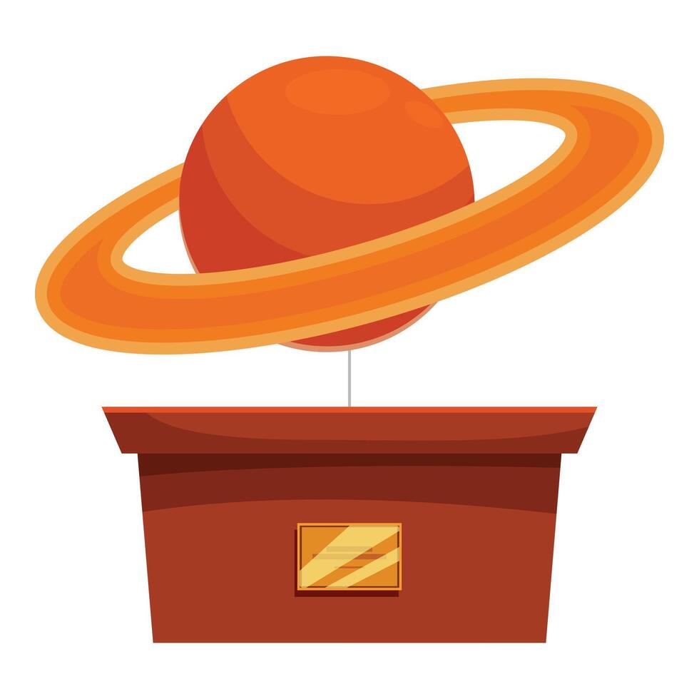 Model of planet with ring system rotating on stand vector