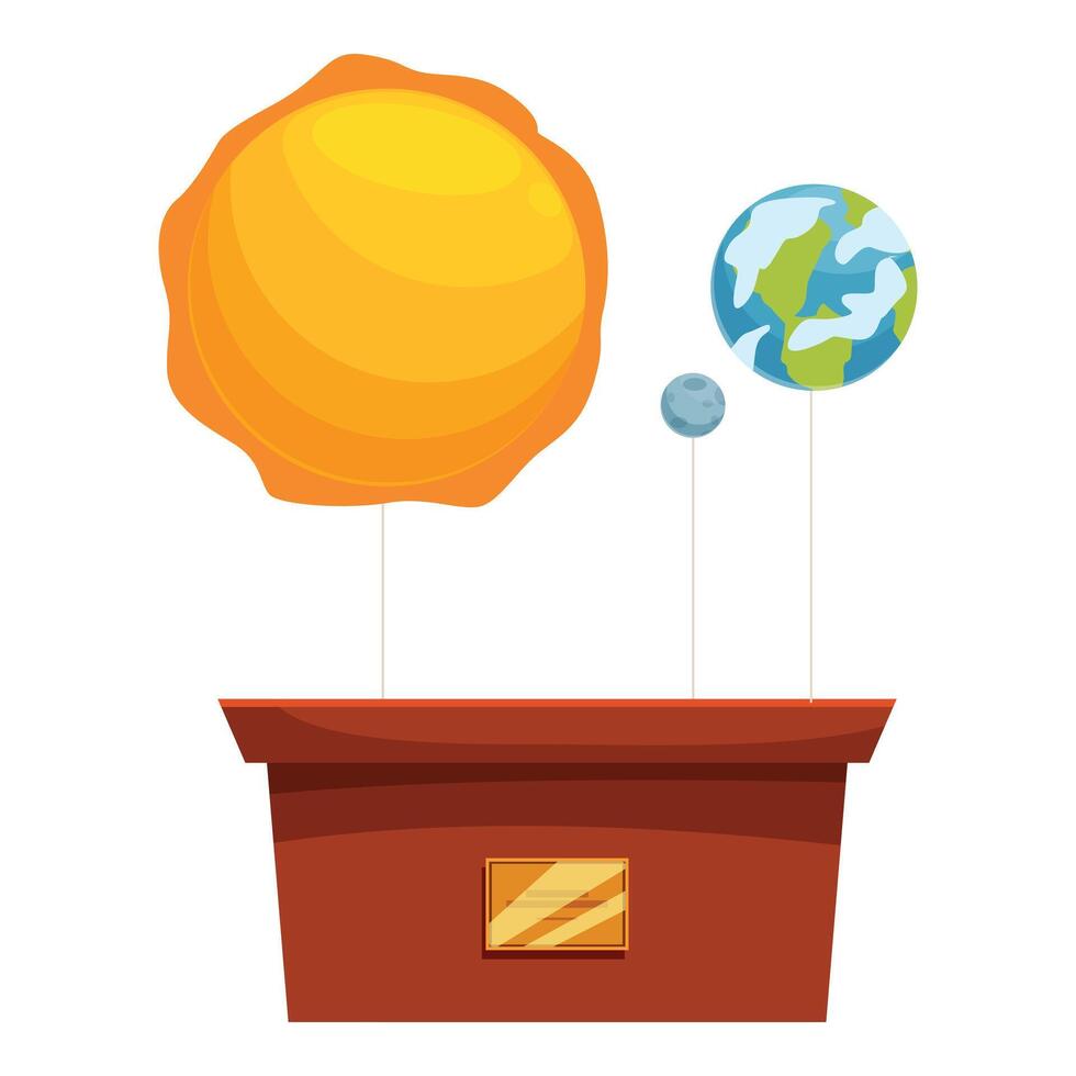 Solar system model exhibiting rotating planets around sun vector