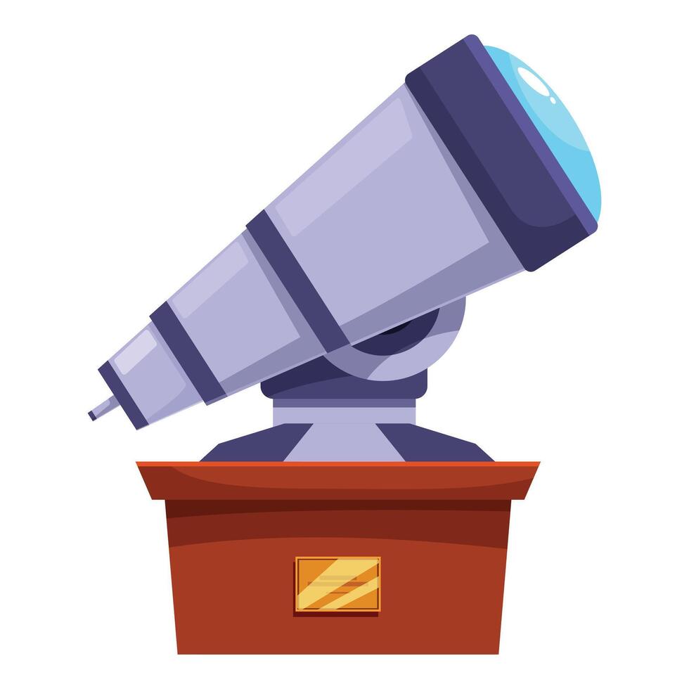 Big museum telescope pointing up for astronomical observation vector
