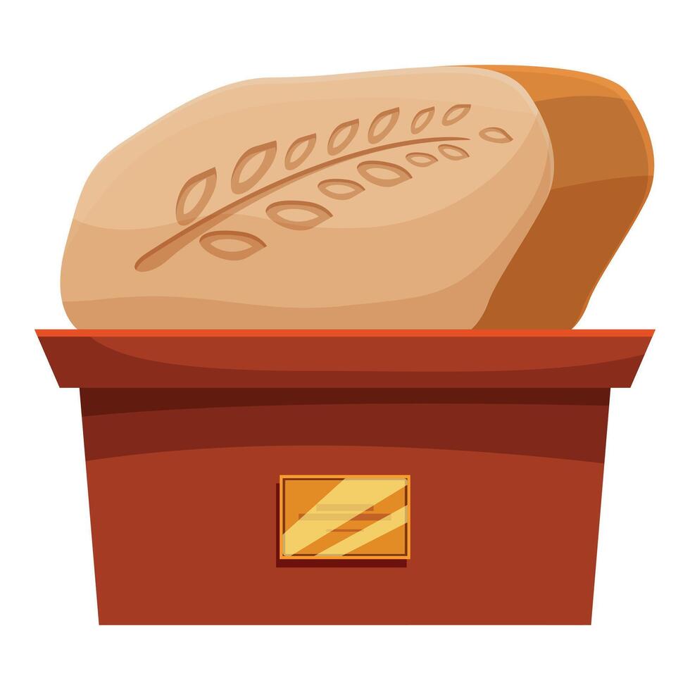 Freshly baked bread loaf resting on display stand with name plate vector