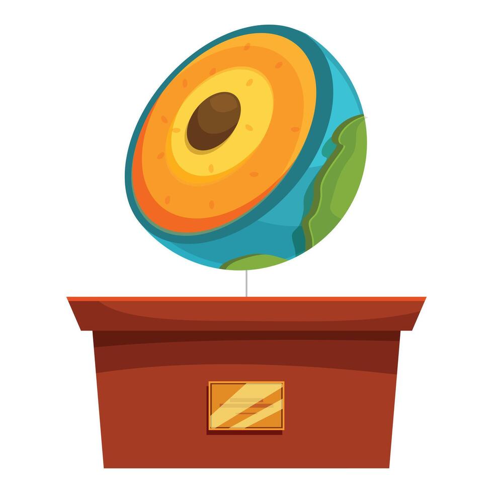 Earth globe showing inner core outer core and mantle on a stand with empty plaque vector
