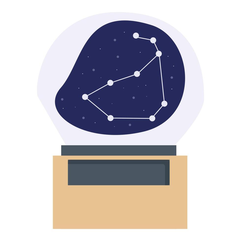 Glass sphere showing capricornus constellation on a wooden stand vector