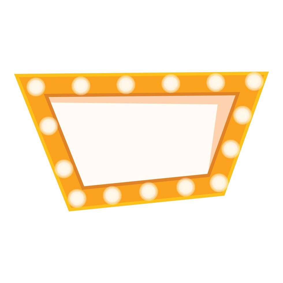 Bright yellow trapezoid empty billboard sign with light bulbs surrounding it vector