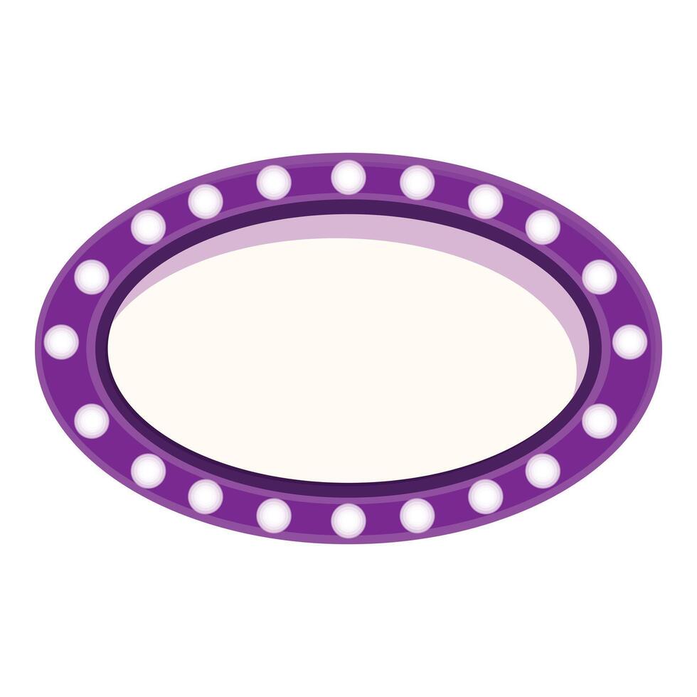 Purple oval marquee sign with lights is shining vector