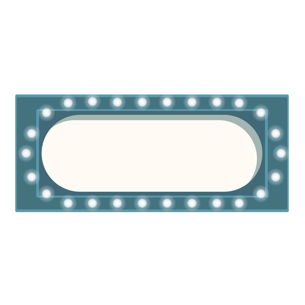 Blue marquee sign with round frame and light bulbs showing blank space for your text vector