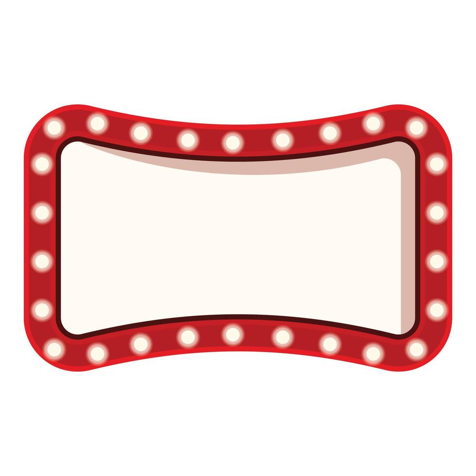 Red empty retro signboard with light bulbs is glowing vector