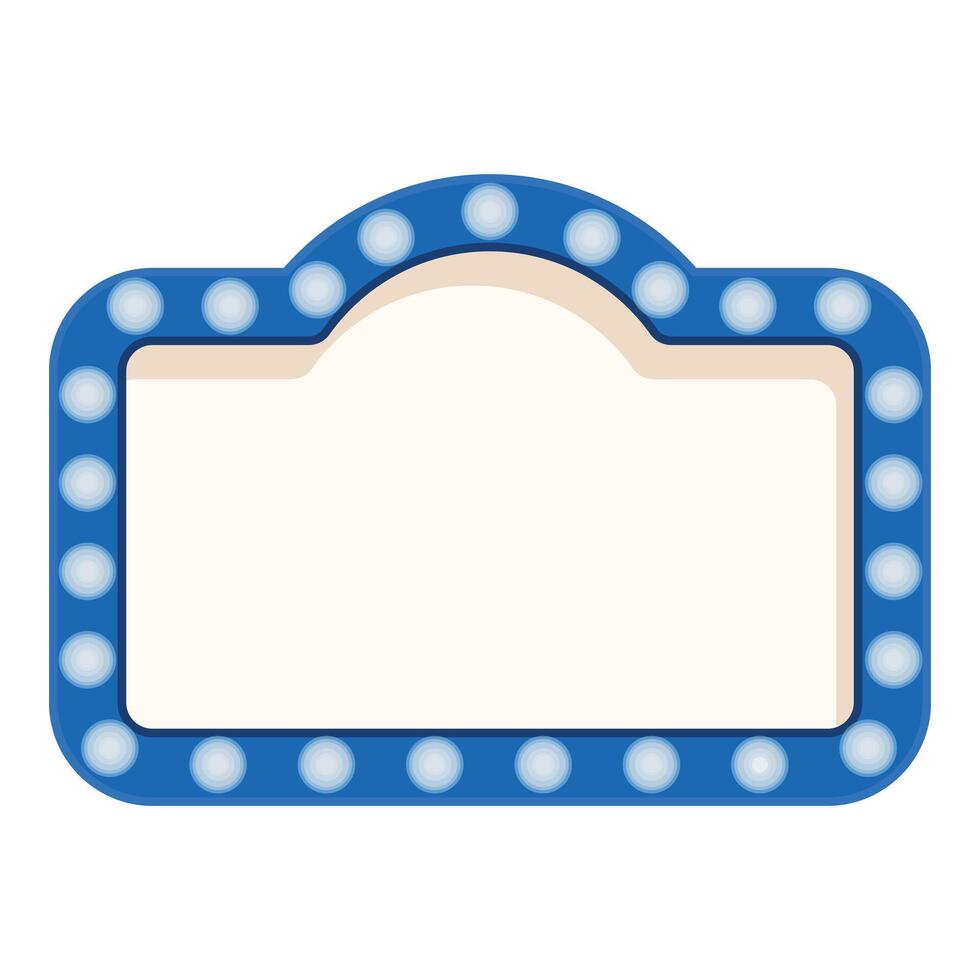 Blue retro frame with light bulbs is shining vector