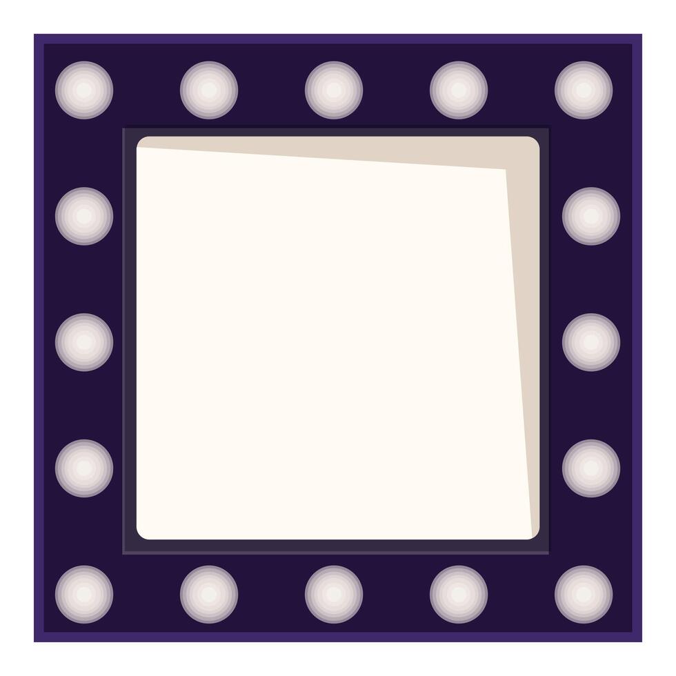 Square makeup mirror frame with light bulbs for makeup artists vector