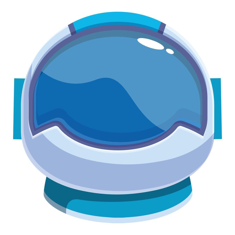 Cartoon style astronaut helmet reflecting blue sky vector