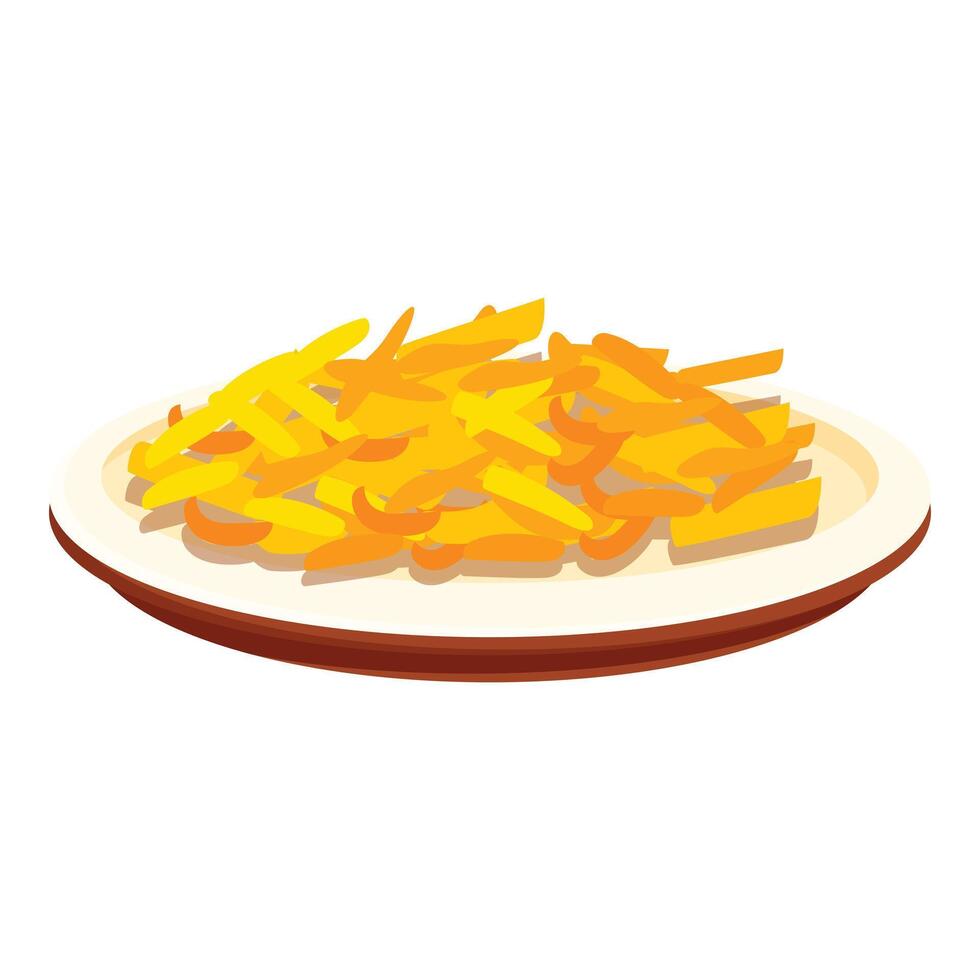 Side dish of grated cheddar cheese is sitting on a plate vector