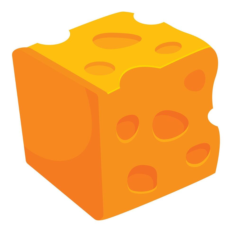 Square block of yellow cheese with holes illustration vector