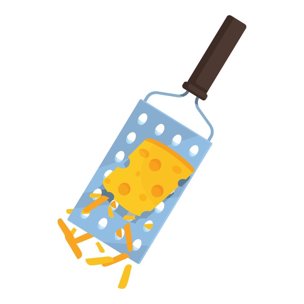 Grater grating cheese leaving tiny delicious cheese shreds vector