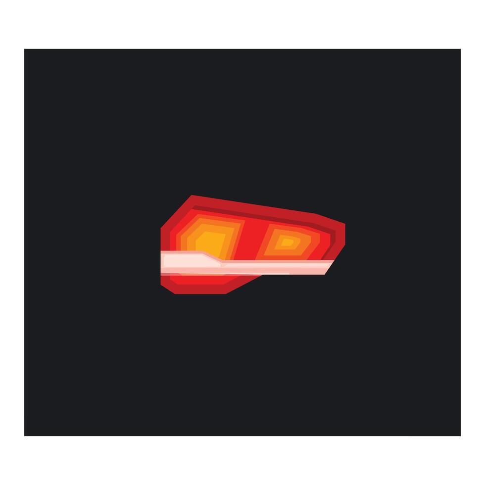 Abstract red and orange geometric shape glowing on black background vector