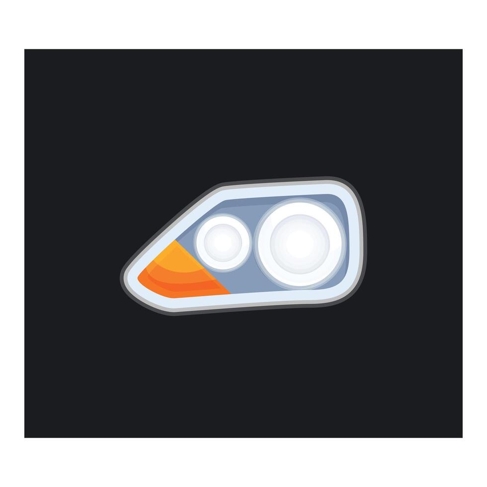 Modern car headlight shining in the dark vector
