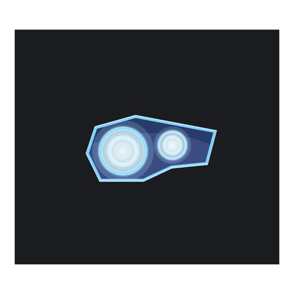 Futuristic device glowing with blue light on black background vector