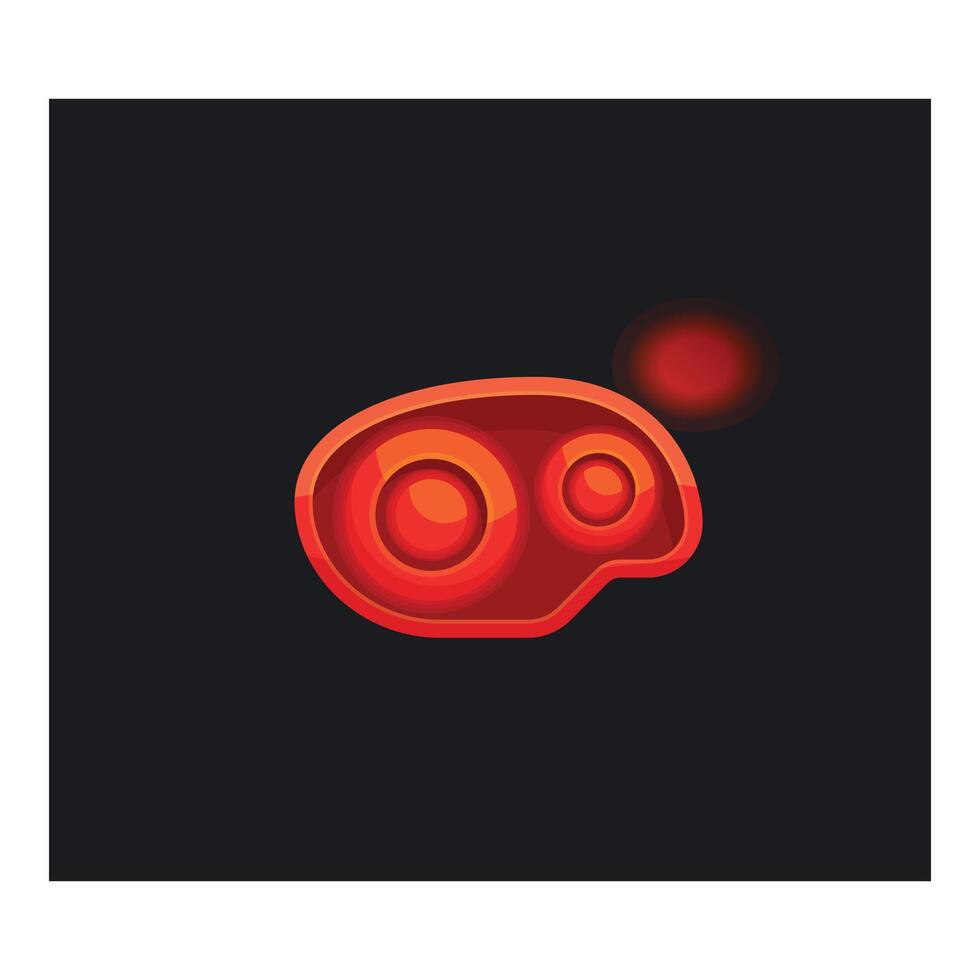 Red blood cell floating on black background vector