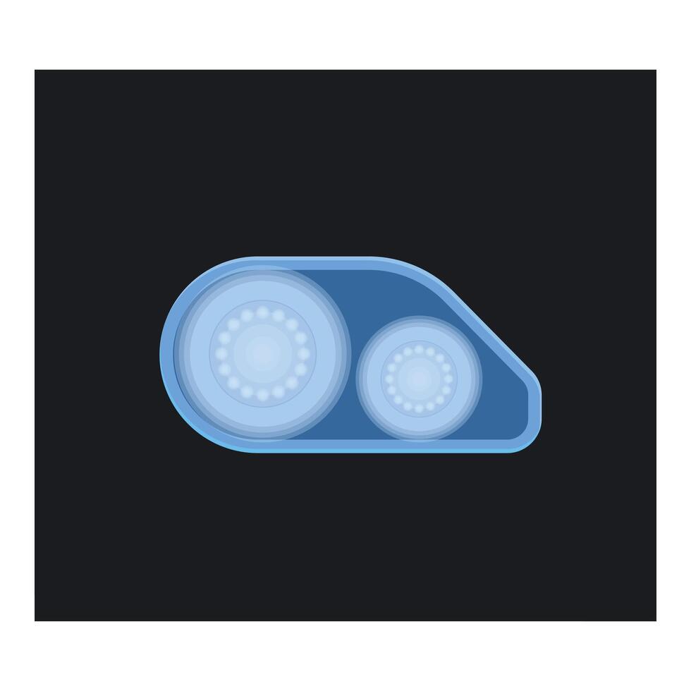 Blue futuristic car headlight shining in the dark vector