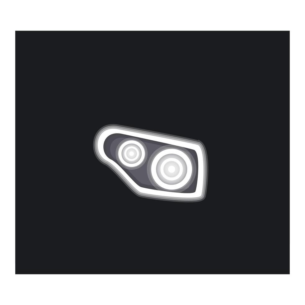 Modern car headlight shining in the dark, close up view vector