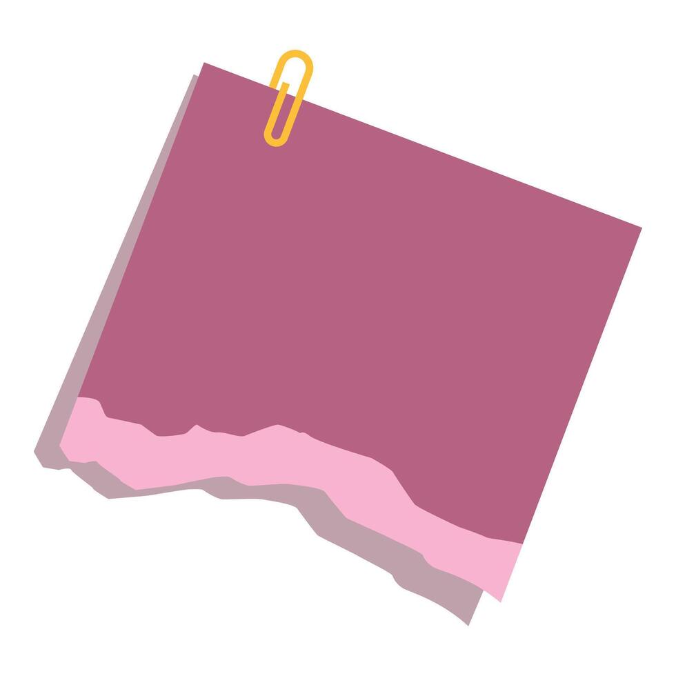 Blank torn note paper with paperclip holding corner vector
