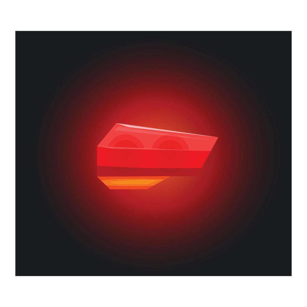 Red gemstone glowing in the dark with magic power vector