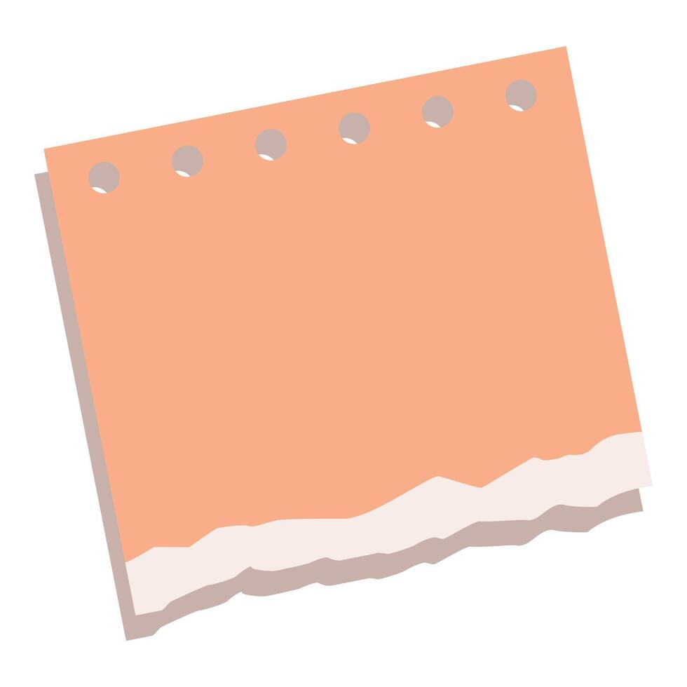 Blank orange ripped notepaper with holes for binder vector
