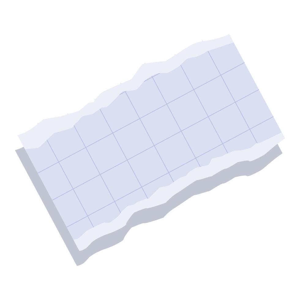 Blank torn squared paper is folded on white background vector
