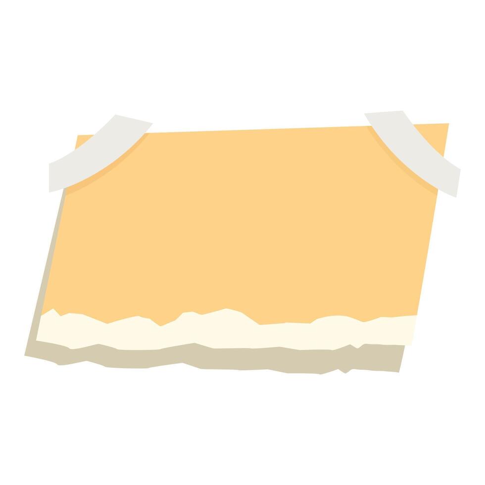 Blank ripped paper attached with tape to white background vector
