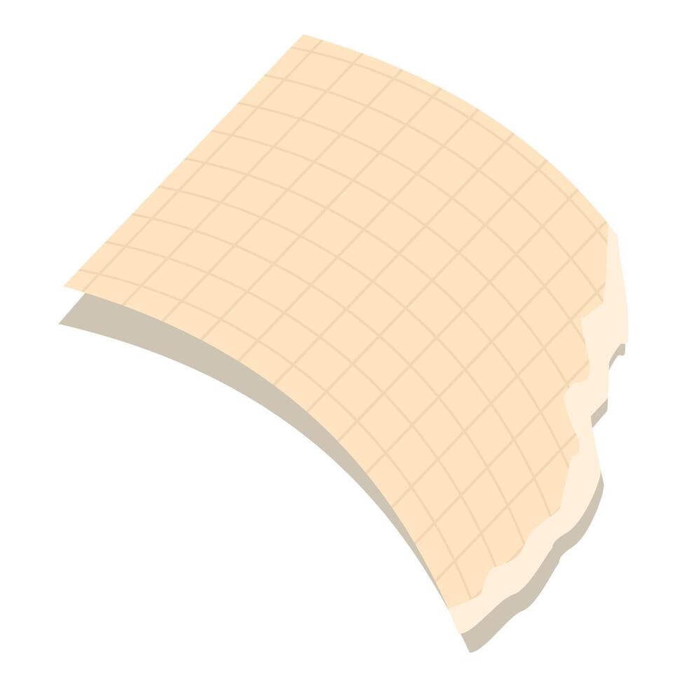 Blank paper sheet with squared pattern is folded and torn vector