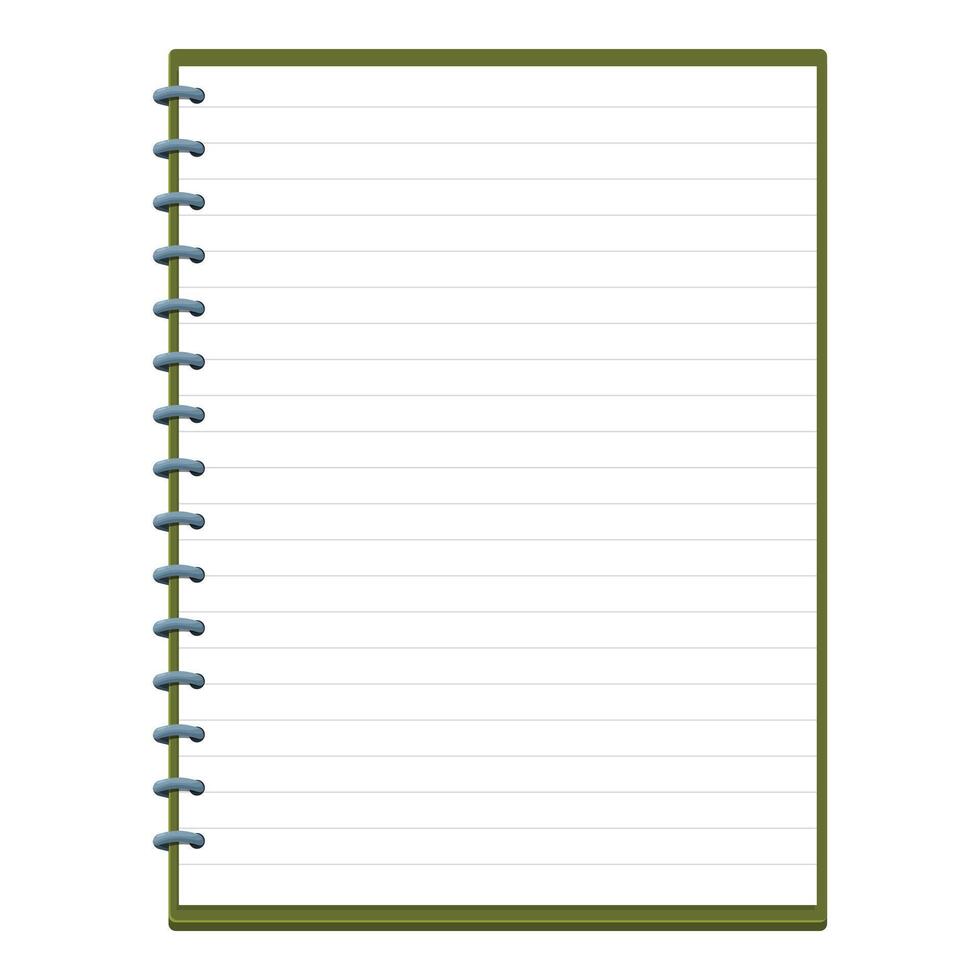 Blank spiral notepad with green cover is open vector