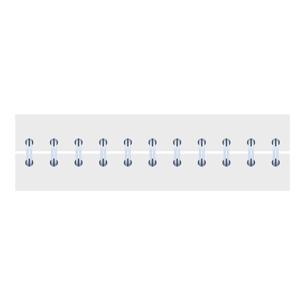 Close up on a row of metal binder rings securing white pages vector