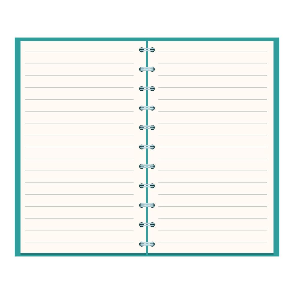 Open spiral notebook showing blank lined pages for taking notes vector
