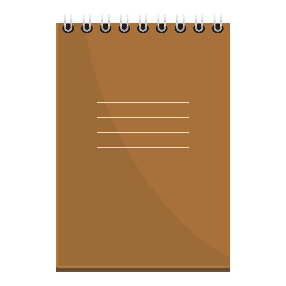Closed spiral notepad with blank brown cover showing lines for writing vector