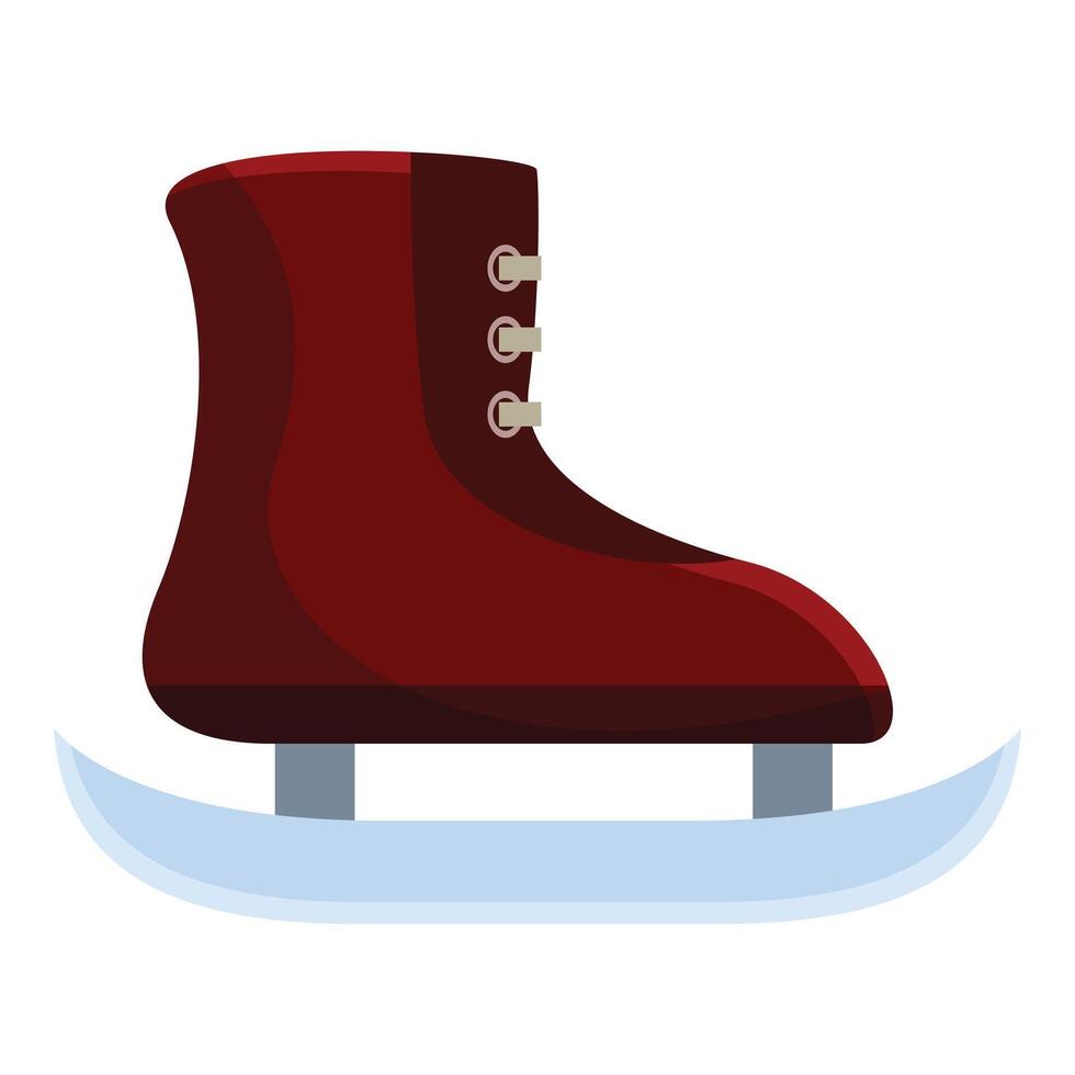 Red ice skate standing on a thin layer of ice vector