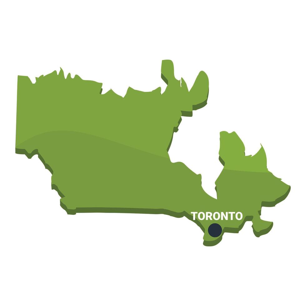 Stylized green map of ontario highlighting toronto vector