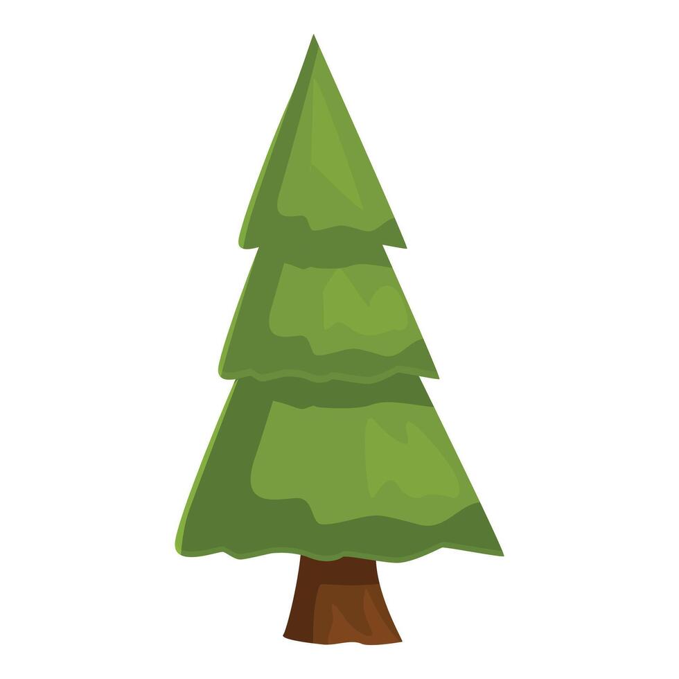Cartoon green pine tree standing tall with lush branches vector