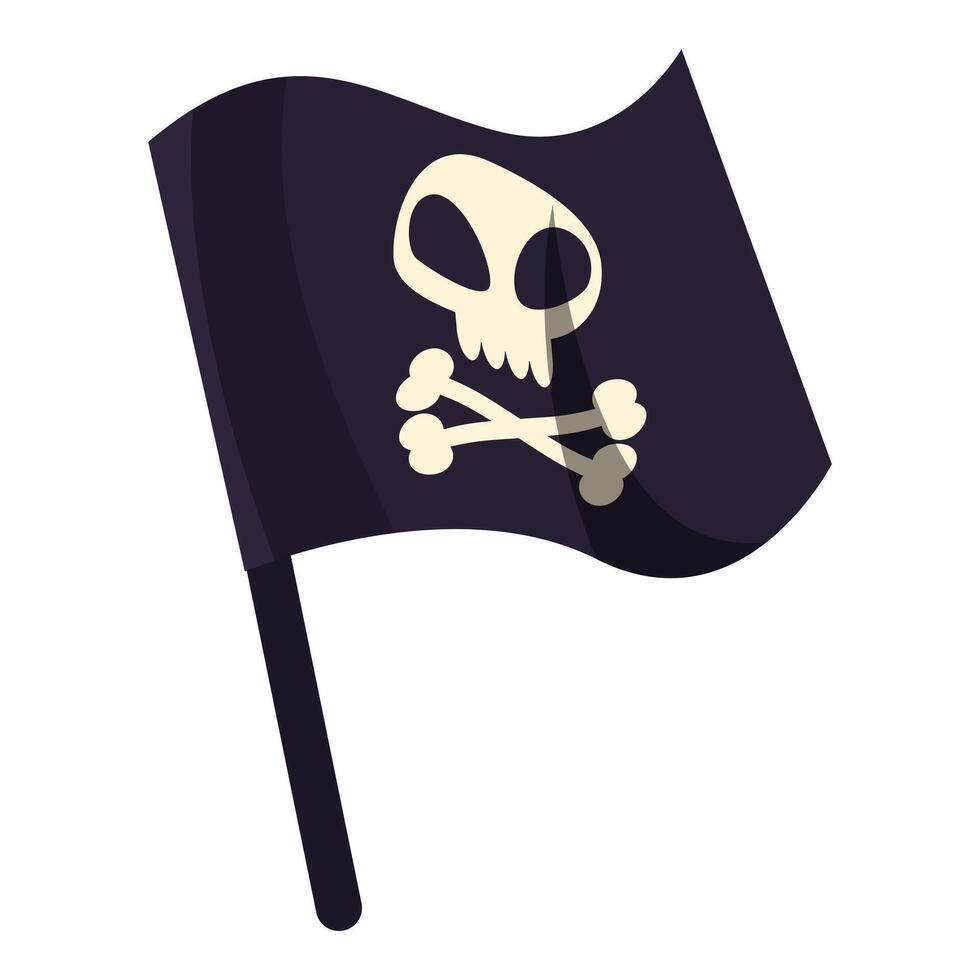 Black pirate flag with skull and crossbones waving in the wind vector
