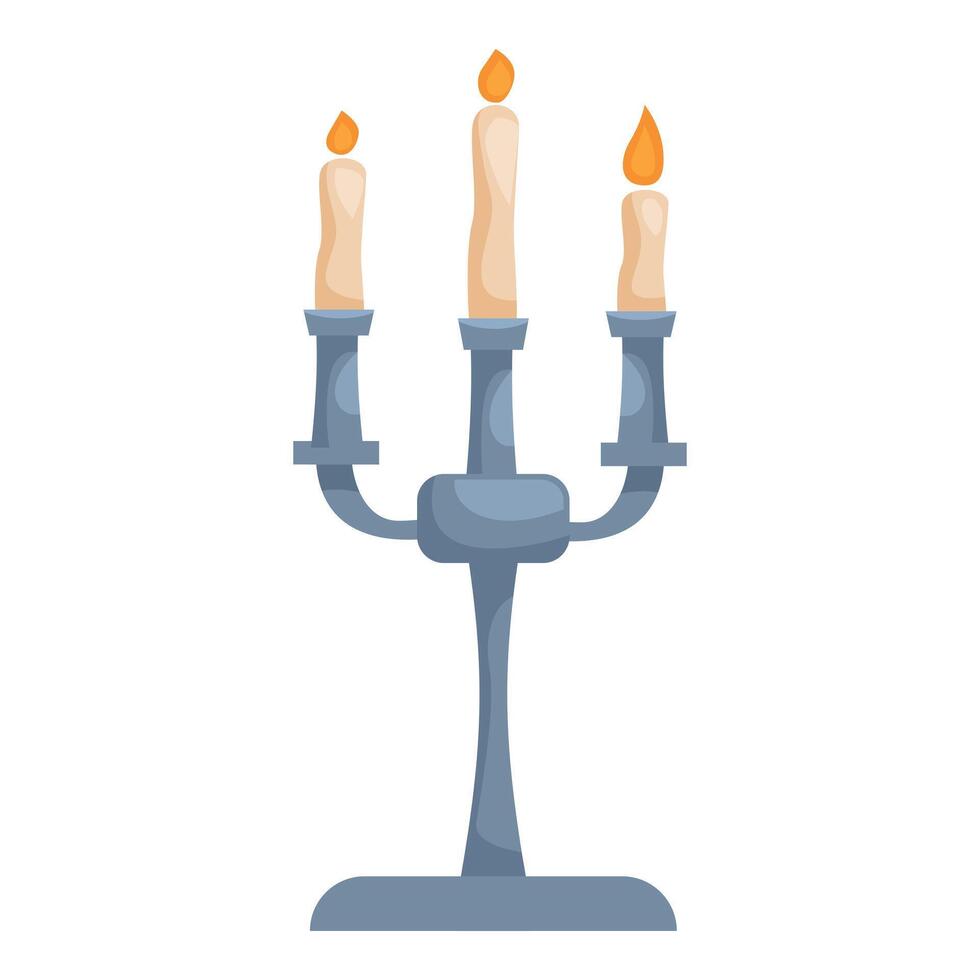 Elegant silver candelabra holding three lit candles vector