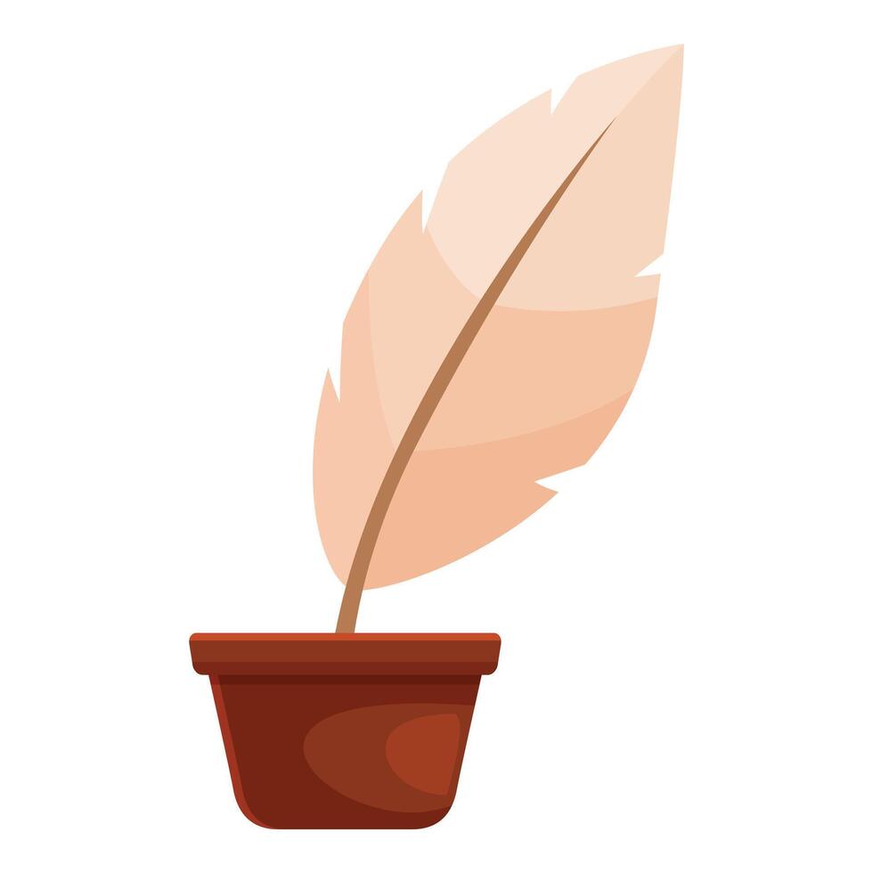 Feather pen standing in a flower pot for writing vector