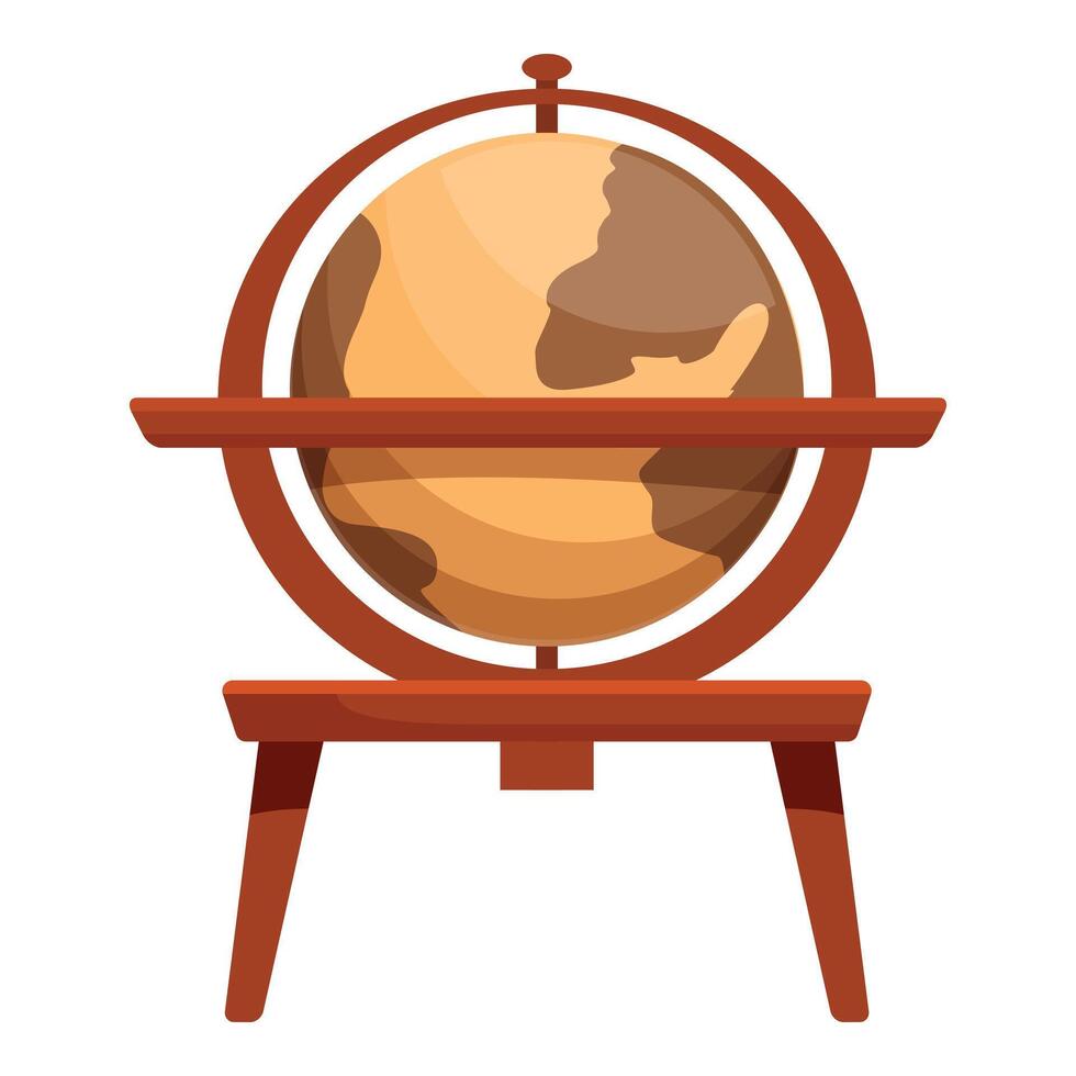 Vintage wooden desk globe standing on white background vector